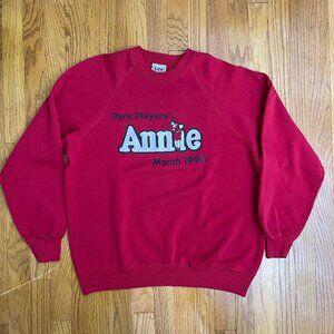 Vintage 1990 Lee Crewneck Sweater Size XL Annie Park Players Red USA Made